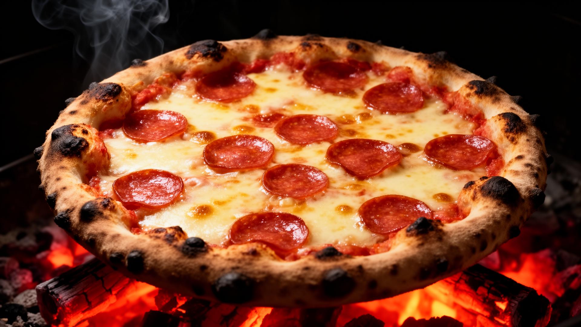 Pizza artesanal Fattione com queijo derretendo e ingredientes premium